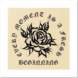 Calligraphy Rose Black Posters and Art